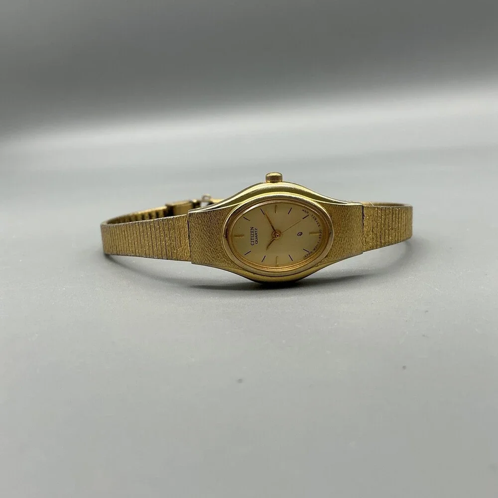 Vintage Citizen Quartz Womens Watch 17mm Gold Tone 5930-S25350 New Battery 7